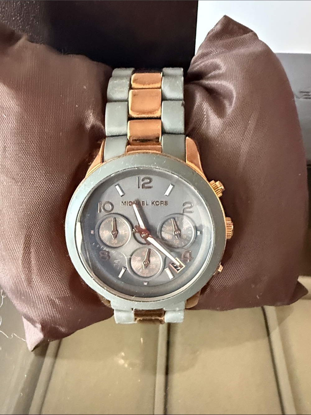 Michael Kors Rose Gold and Gray Two-Tone Chronograph Watch